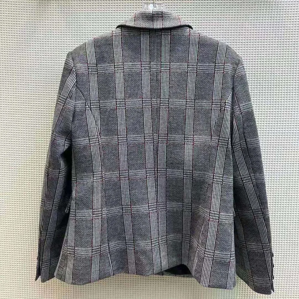Prada Single-breasted Prince of Wales Jacket for Women Prada Single-breasted Prince of Wales Jacket for Women