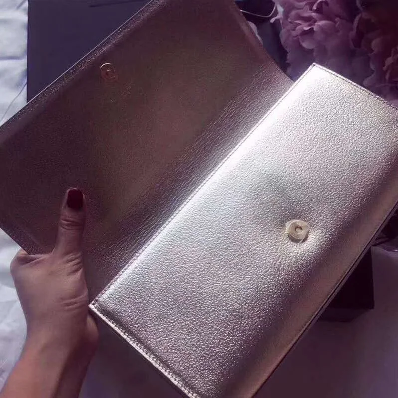 Saint Laurent YSL Kate Clutch Grained Metallic Leather for Women in Silver Saint Laurent YSL Kate Clutch Grained Metallic Leather for Women in Silver