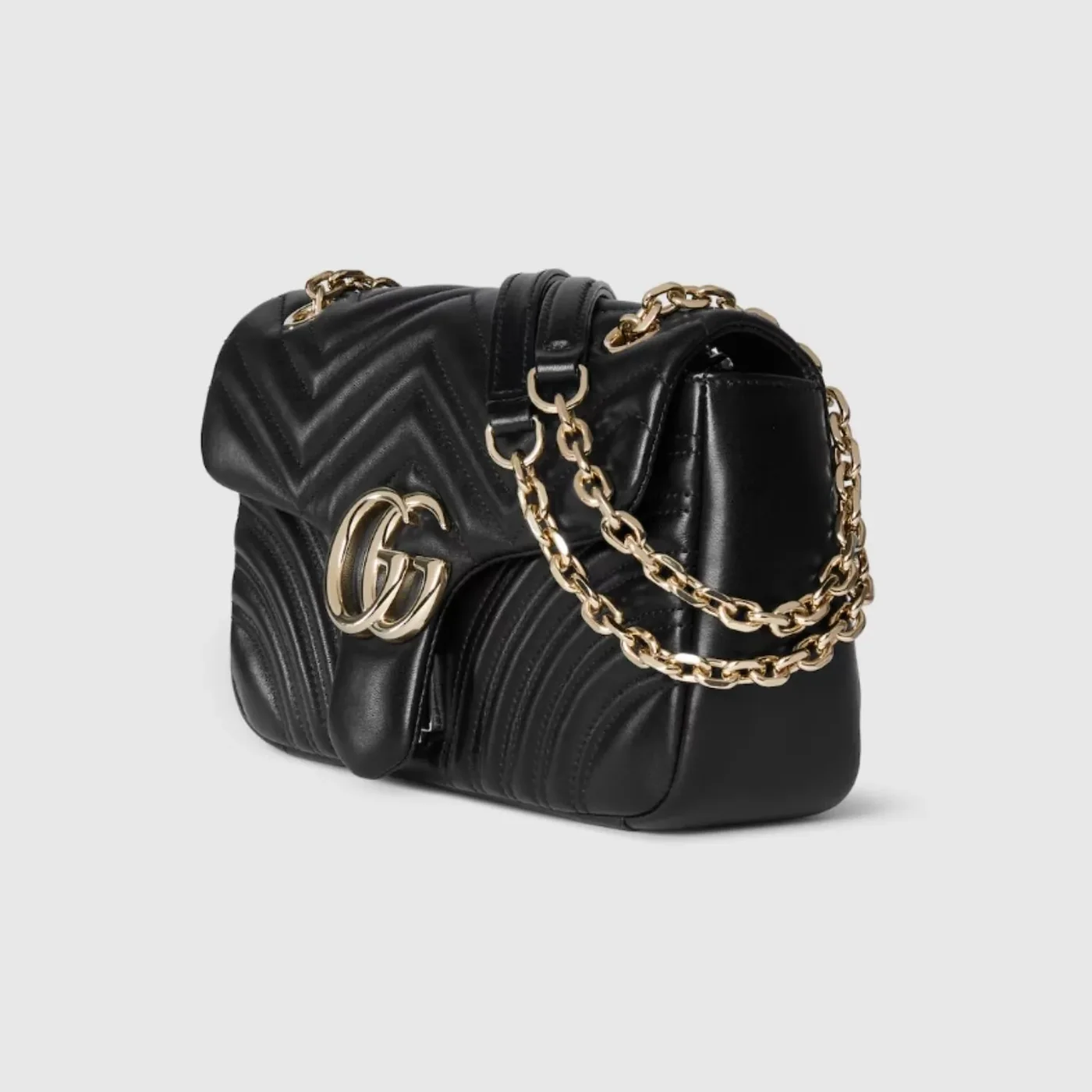 Gucci Marmont Medium Shoulder Bag in Black Gold Hardware