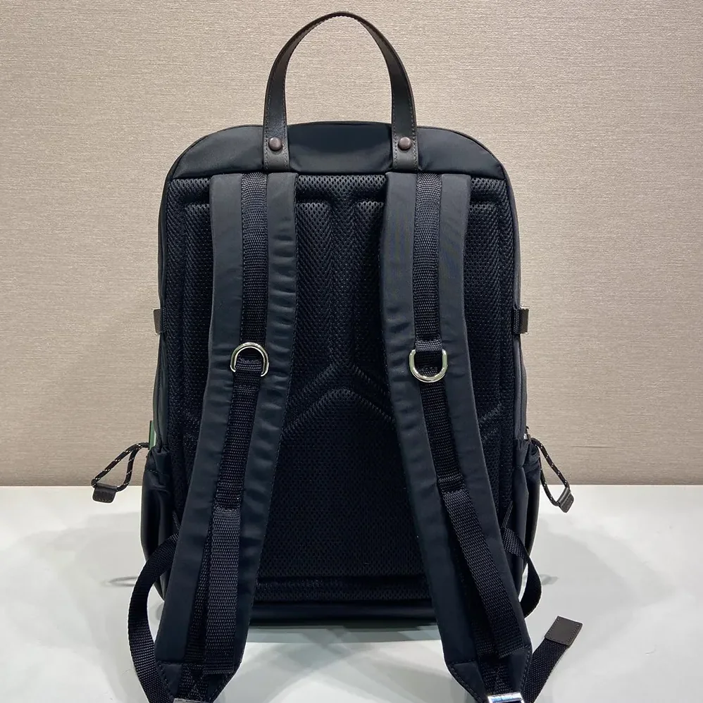 Prada Speedrock Re-Nylon And Leather Backpack for Unisex in Black