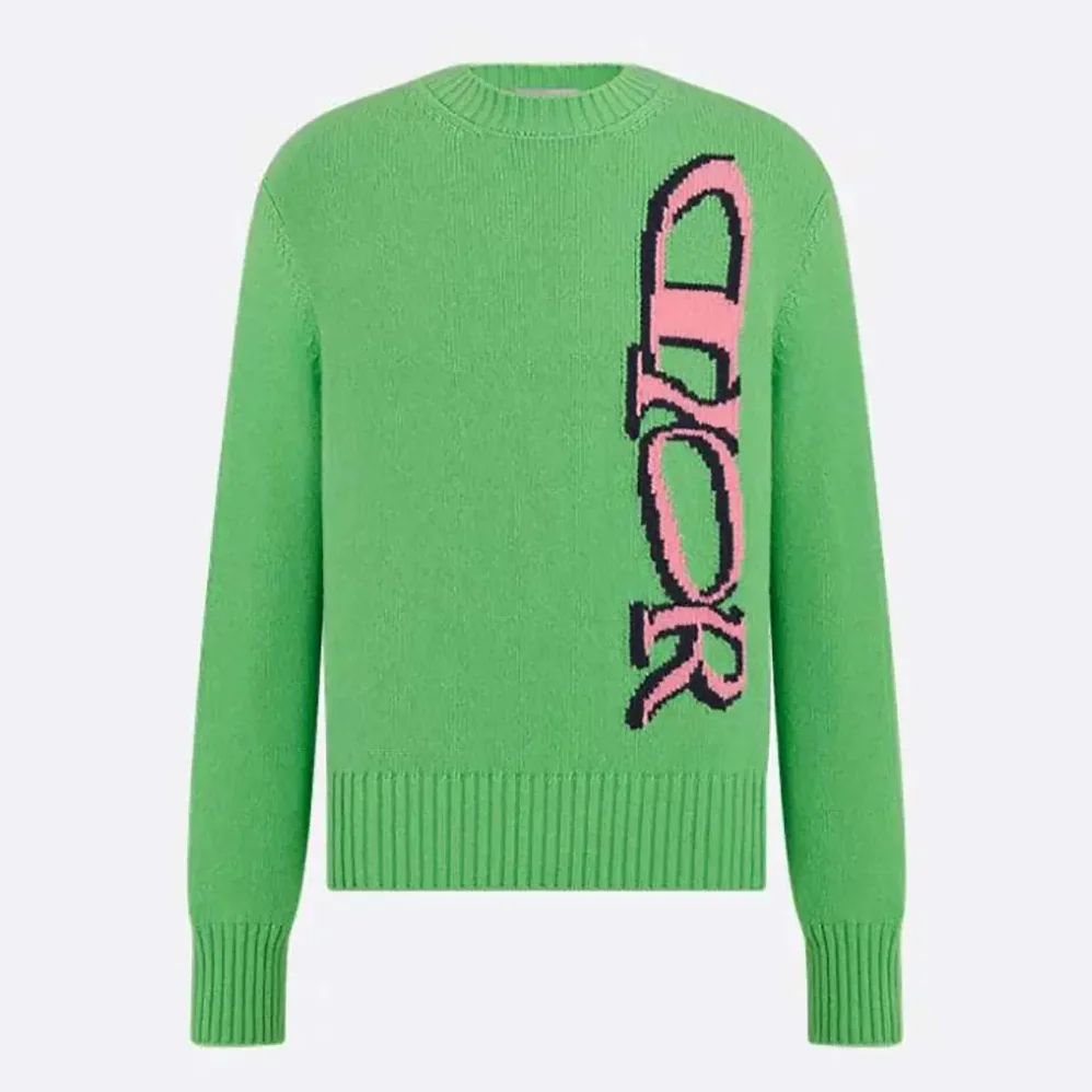Dior DIOR AND LEWIS HAMILTON Sweater Green Virgin Wool and Cashmere Intarsia for Men