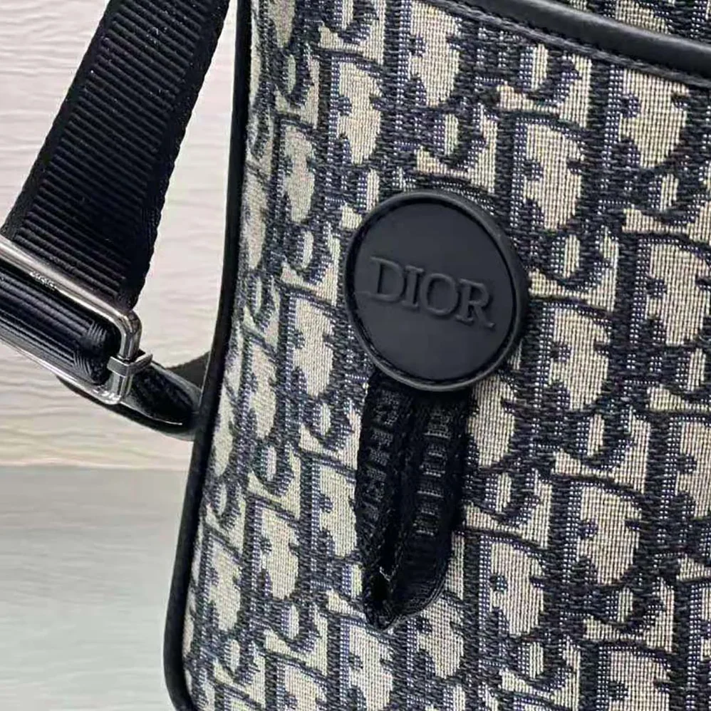 Dior Explorer Tote Bag Beige and Black Dior Oblique Jacquard and Black Grained Calfskin for Men