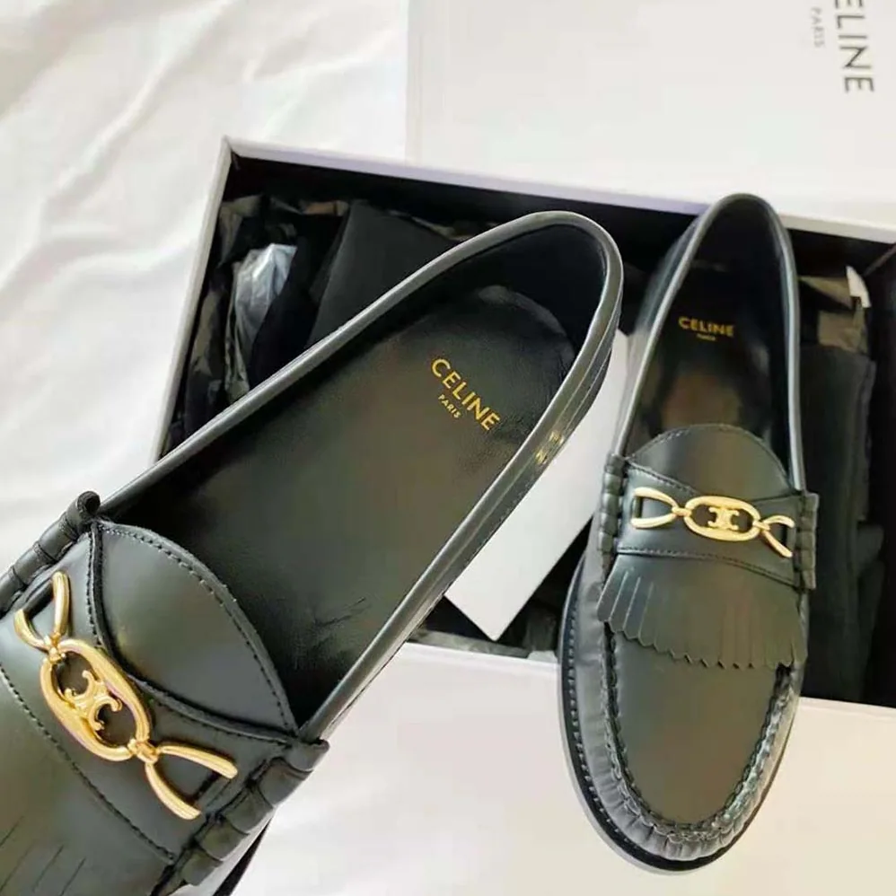 Celine Luco Maillon Triomphe Loafer in Polished Calfskin for Women
