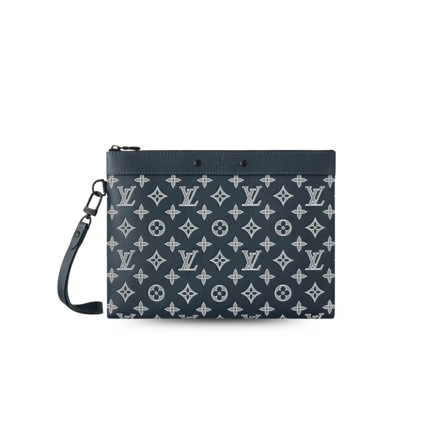 Louis Vuitton Pochette To Go Pouch / Ink Blue/ White Black Hardware