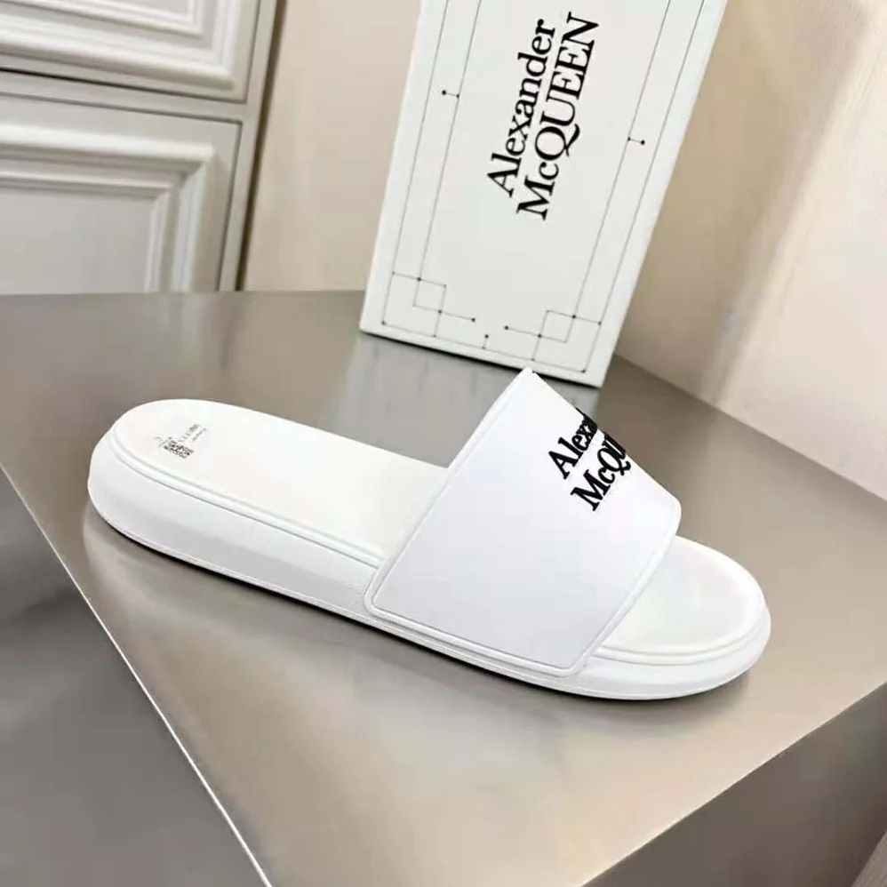 Alexander Mcqueen Pool Slide in White for Unisex in Black
