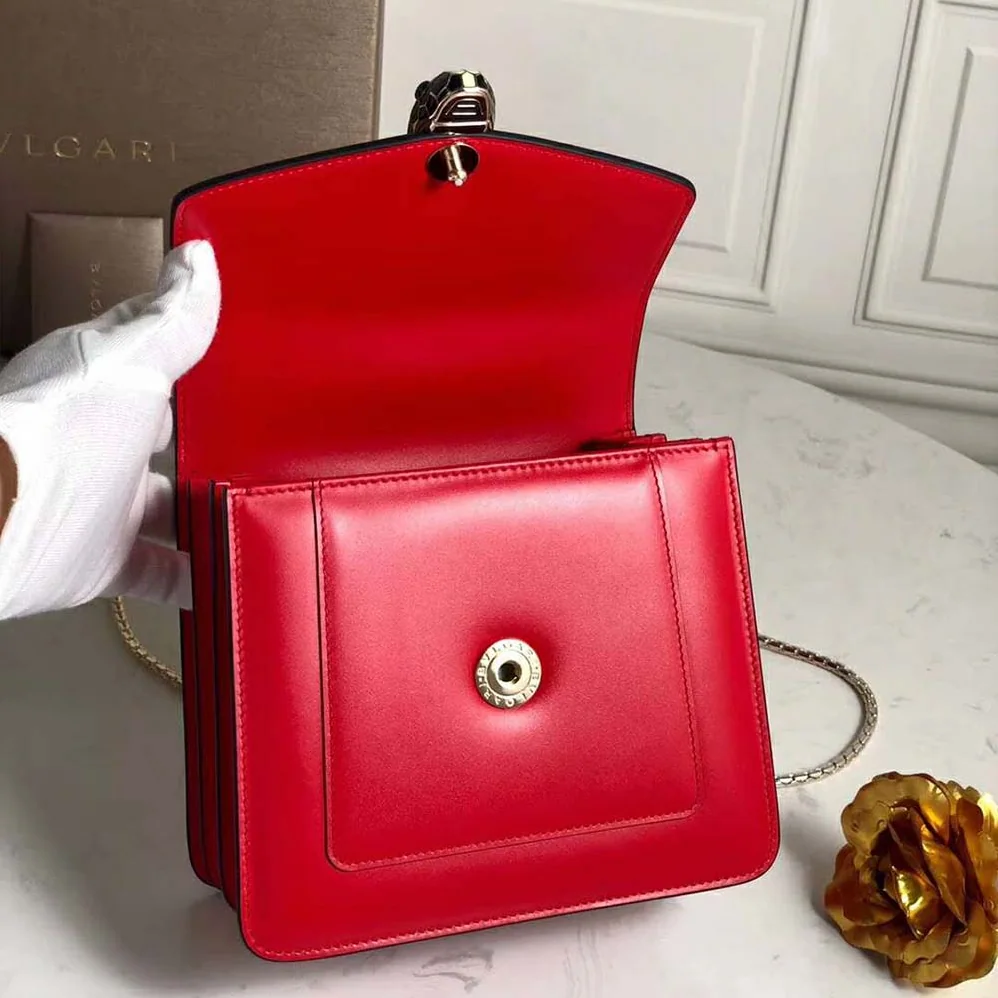 Bvlgari Serpenti Forever Flap Cover Bag for Women in Red