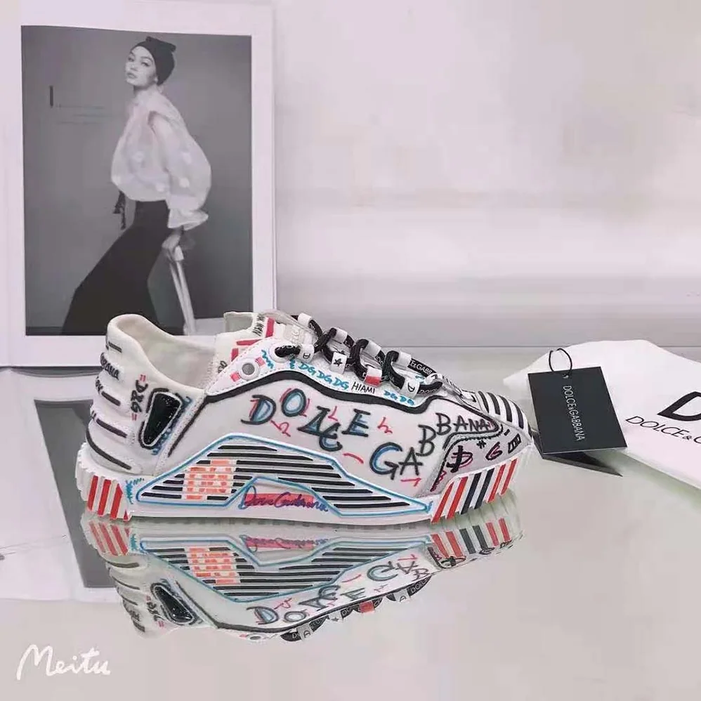 Dolce Gabbana D&G Mixed-Materials New York NS1 Slip for Unisex in on Sneakers Dolce Gabbana D&G Mixed-Materials New York NS1 Slip for Unisex in on Sneakers