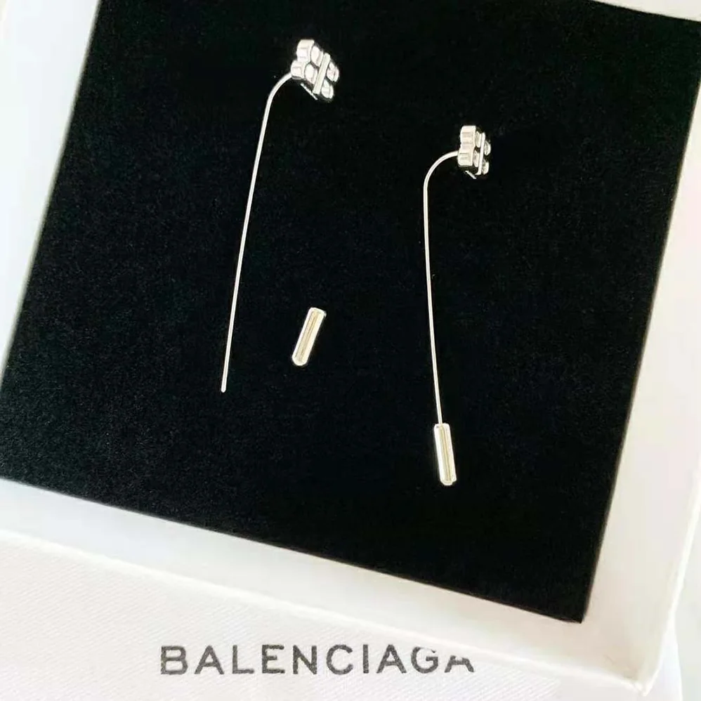 Balenciaga Pin BB Earrings in Palladium Brass and Bronze for Women Balenciaga Pin BB Earrings in Palladium Brass and Bronze for Women