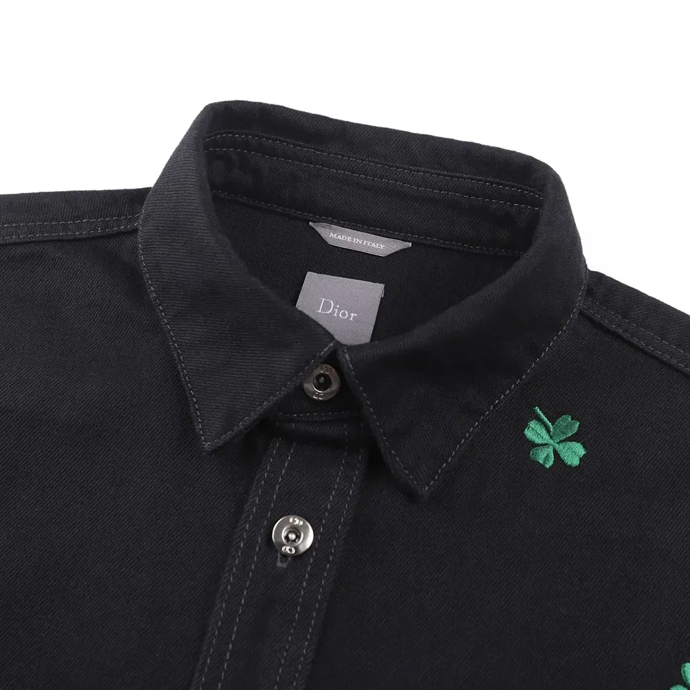 Dior Overshirt with Dior Clover Embroidery Black Cotton Twill for Men Dior Overshirt with Dior Clover Embroidery Black Cotton Twill for Men