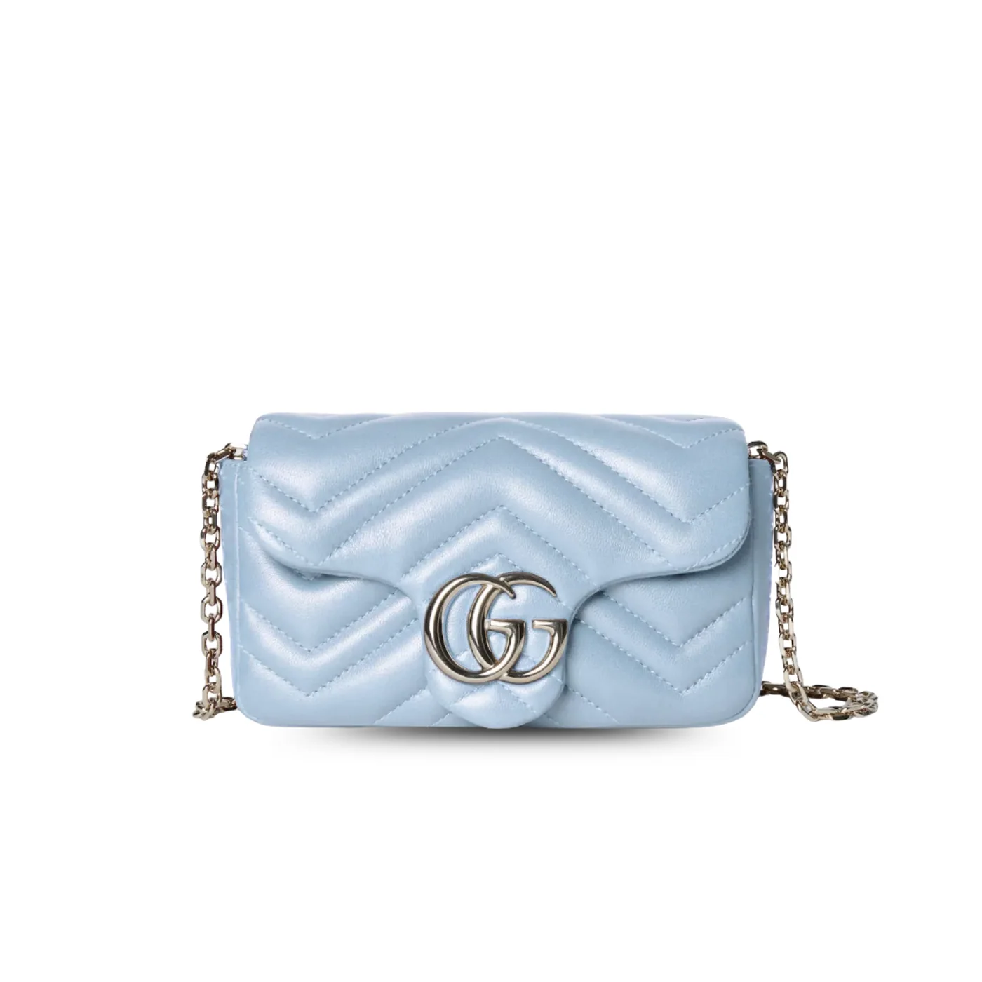 Gucci Marmont Mini Shoulder Bag in Light Blue Palladium Hardware