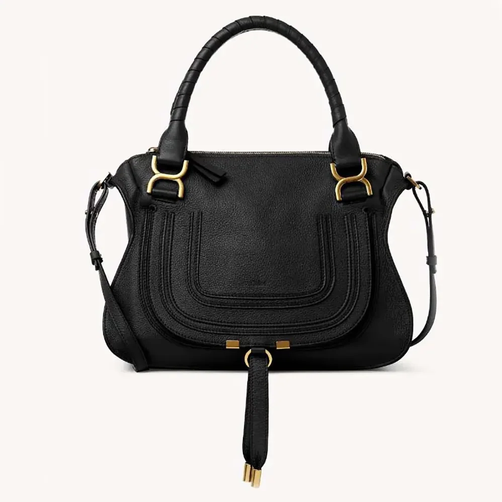 Chloe Marcie Bag in Grained Leather for Women in Black Chloe Marcie Bag in Grained Leather for Women in Black
