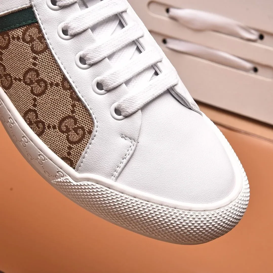 Gucci GG Sneaker With Web White And Beige for Men