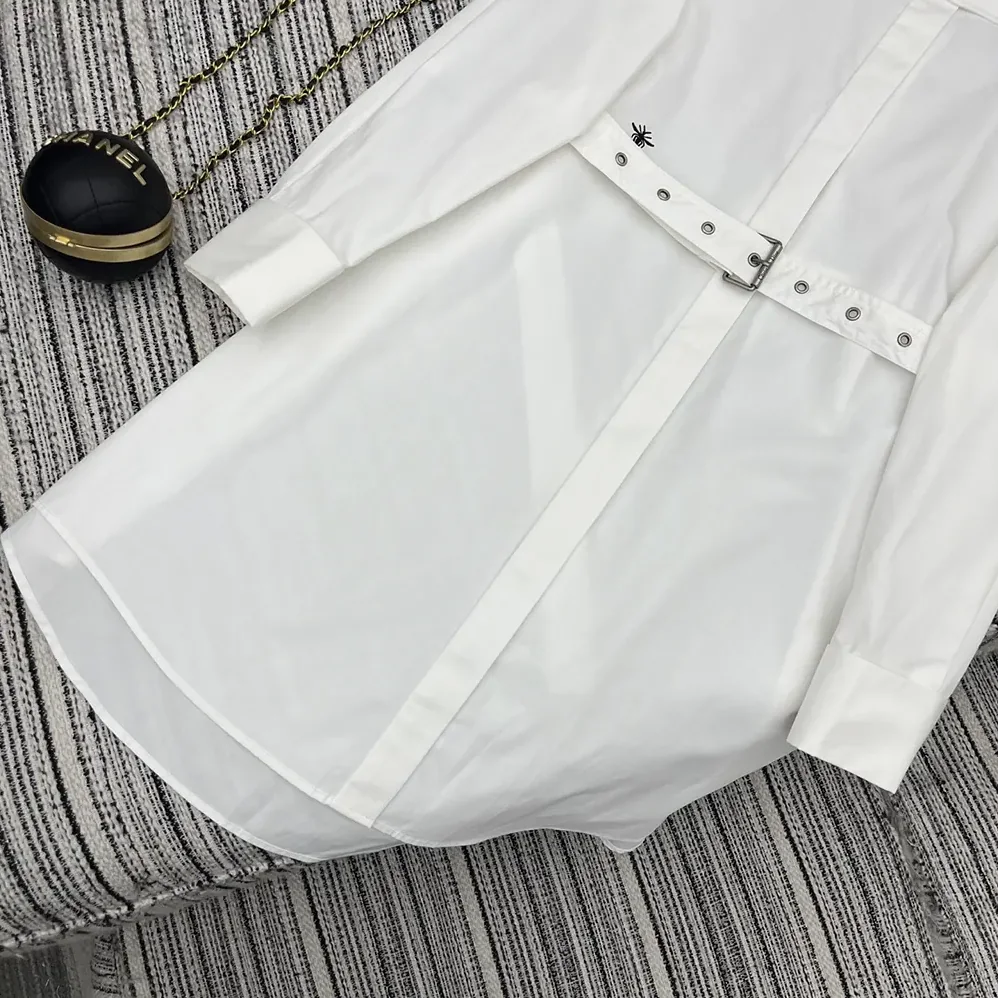 Dior Shirtdress White Lightweight Cotton and Silk Poplin for Women
