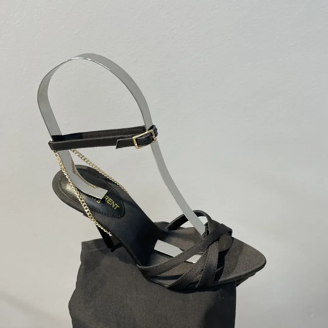 Saint Laurent Melody Sandals In Crepe Satin Black