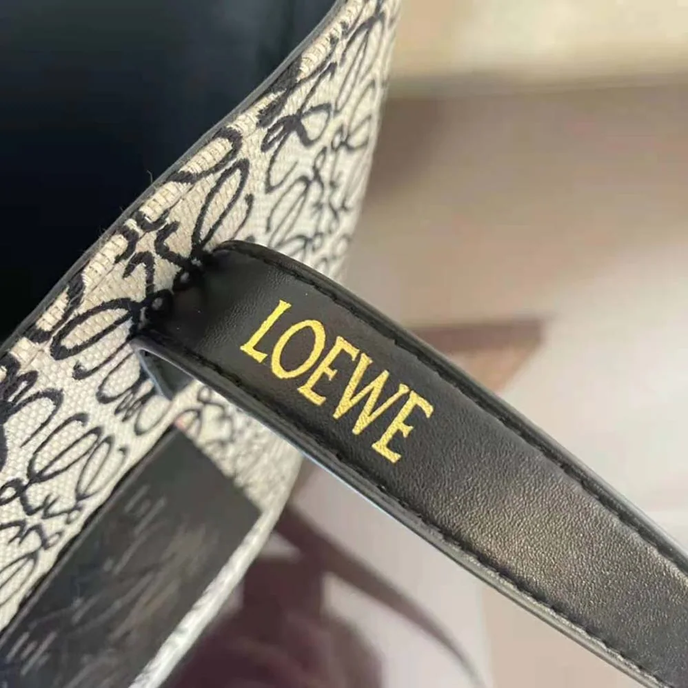 Loewe Elephant Basket Bag in Anagram Jacquard and Calfskin for Women Loewe Elephant Basket Bag in Anagram Jacquard and Calfskin for Women
