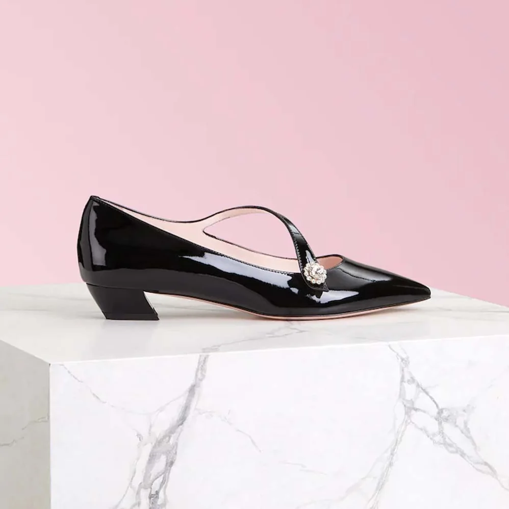 Roger Vivier Shoes Jewel Button Ballerinas for Women in Black