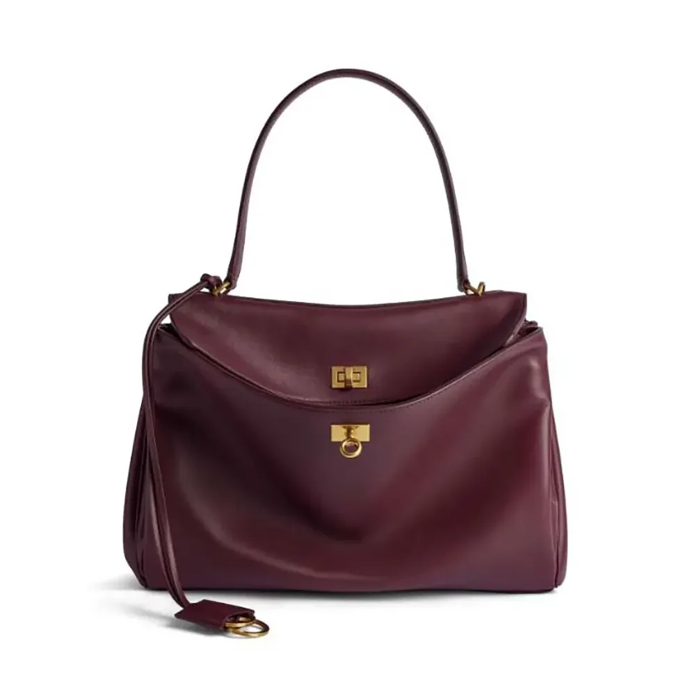 Balenciaga Rodeo Medium Handbag in Dark Burgundy Smooth Calfskin for Women