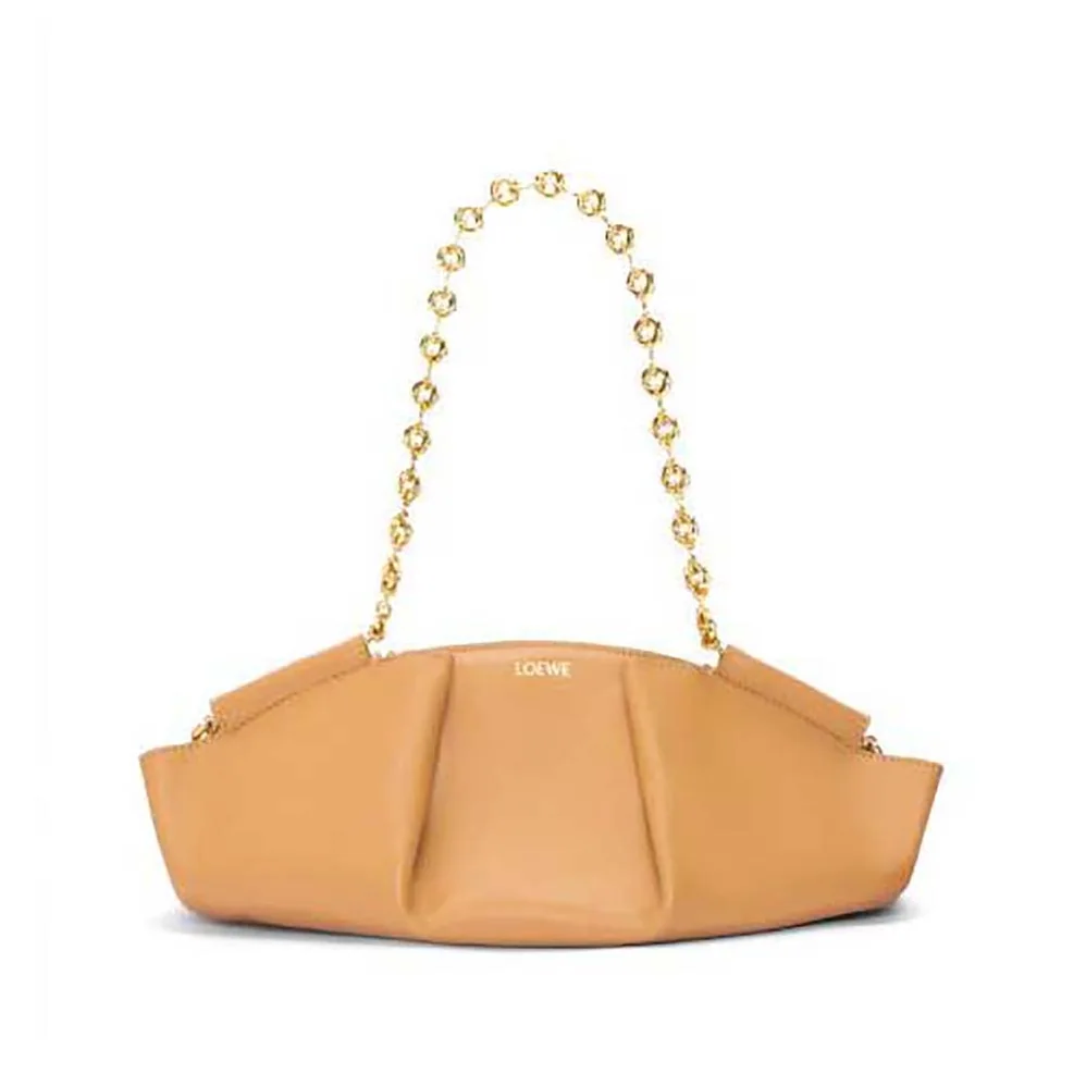 Loewe Small Paseo Bag in Shiny Nappa Calfskin with Chain for Women in Sandy Loewe Small Paseo Bag in Shiny Nappa Calfskin with Chain for Women in Sandy
