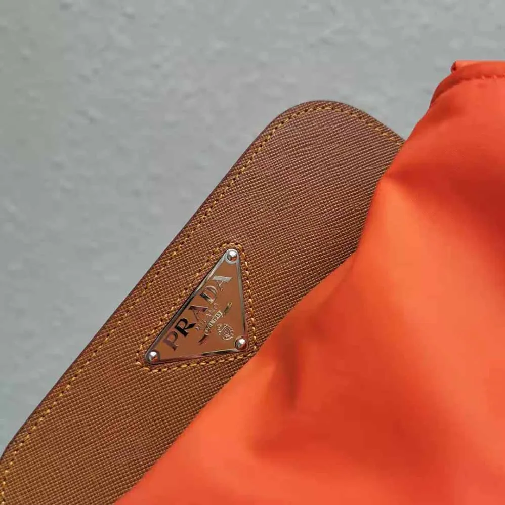 Prada Nylon and Saffiano Leather Backpack for Women in Orange Prada Nylon and Saffiano Leather Backpack for Women in Orange