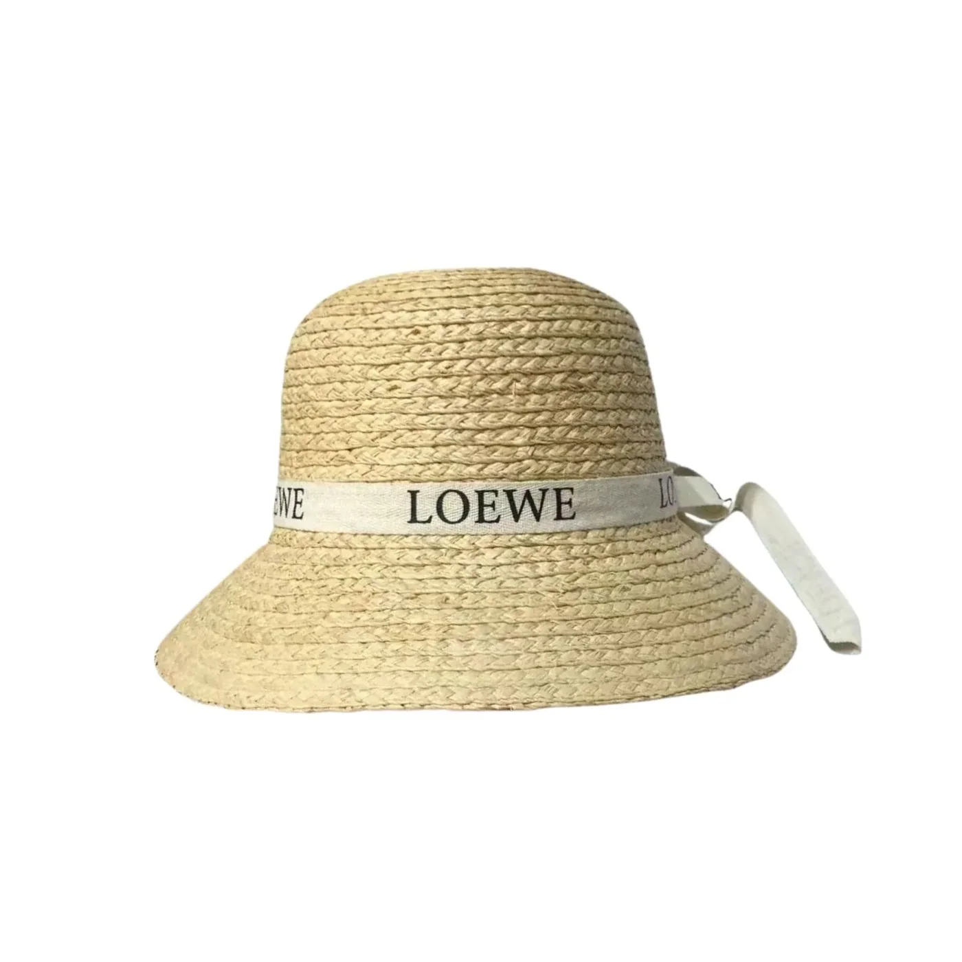 Loewe Straw Sun Hat Raffia With White Ribbon Logo Beige /