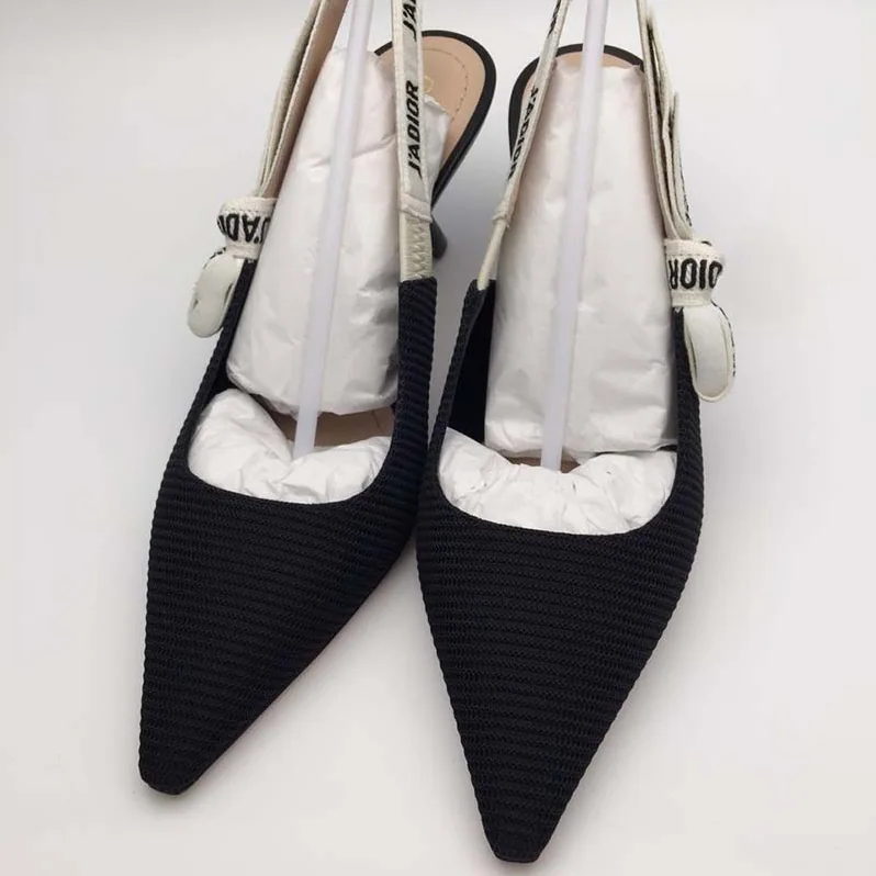 Dior Slingback Black Technical Fabric J'Adior Ribbon 6.5 CM Shoes Black for Women