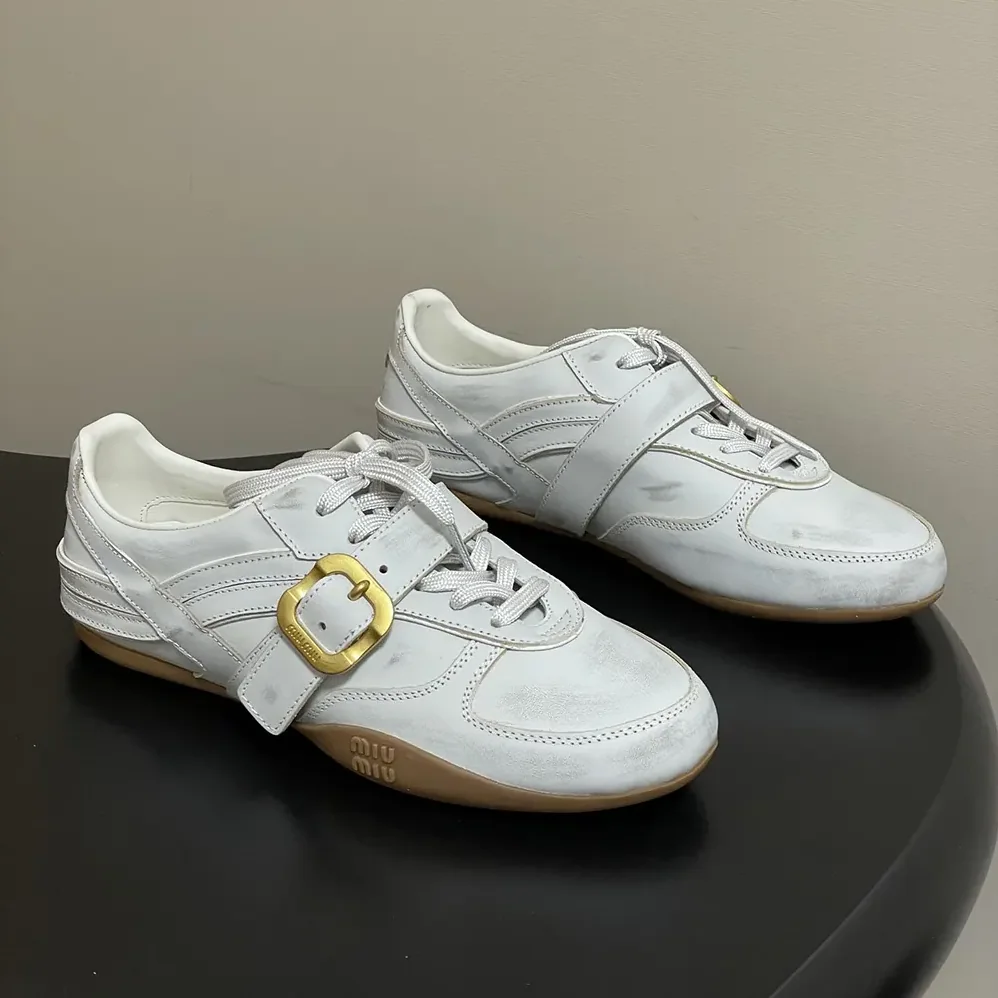 Miu Miu Gymnasium Leather Sneakers With Strap and Buckle for Women