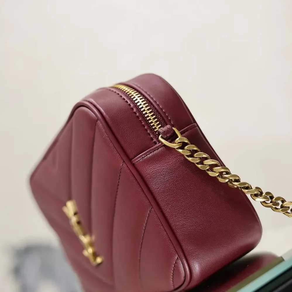 Saint Laurent YSL Loulou Camera Bag In Matelassé Lambskin for Women in Rouge Cabernet Saint Laurent YSL Loulou Camera Bag In Matelassé Lambskin for Women in Rouge Cabernet