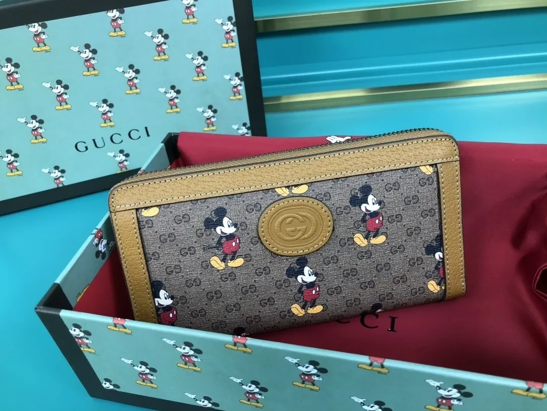 Gucci x Disney Mickey Light Brown Light Brown Zip Around Wallet