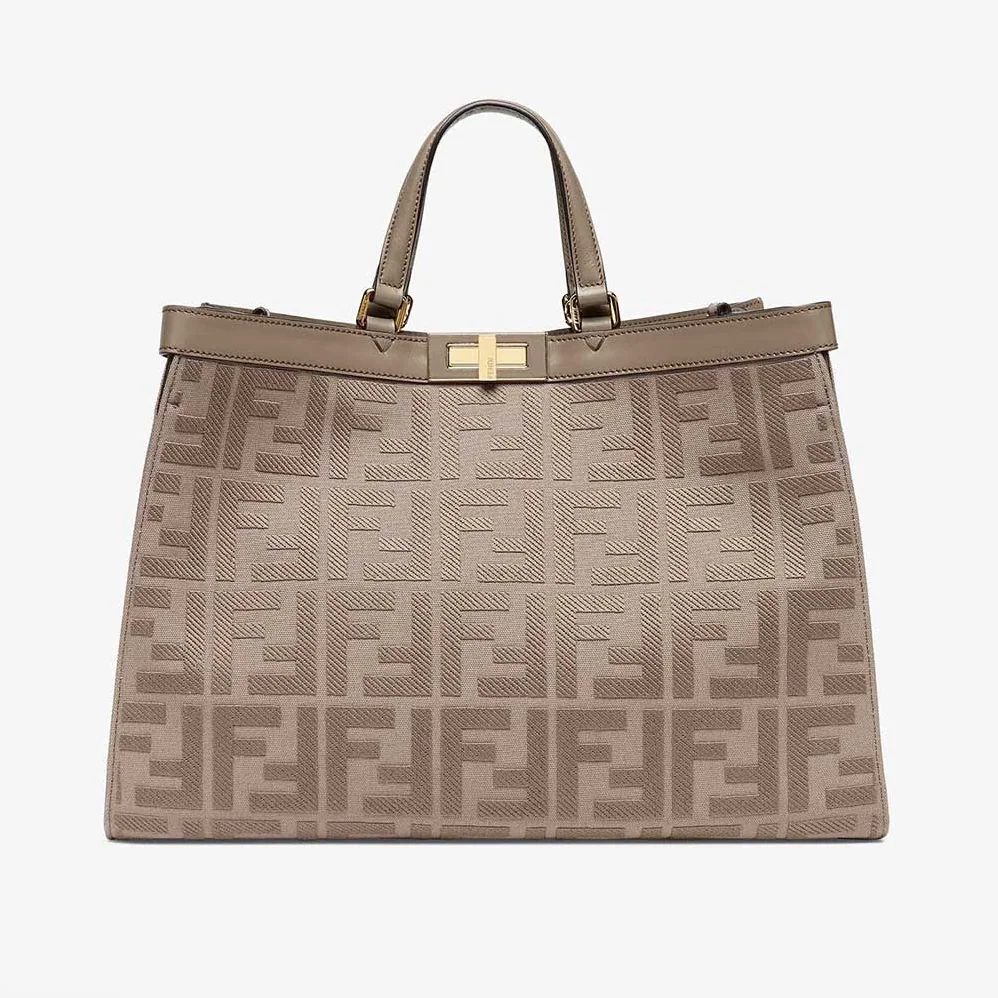 Fendi Medium Peekaboo X for Women in Tote Gray Canvas Bag Fendi Medium Peekaboo X for Women in Tote Gray Canvas Bag