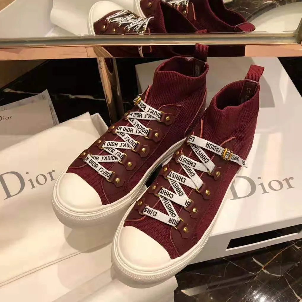 Dior Walk'N'Dior Techincal Knit Mid-Top Sneaker for Women in Red Dior Walk'N'Dior Techincal Knit Mid-Top Sneaker for Women in Red