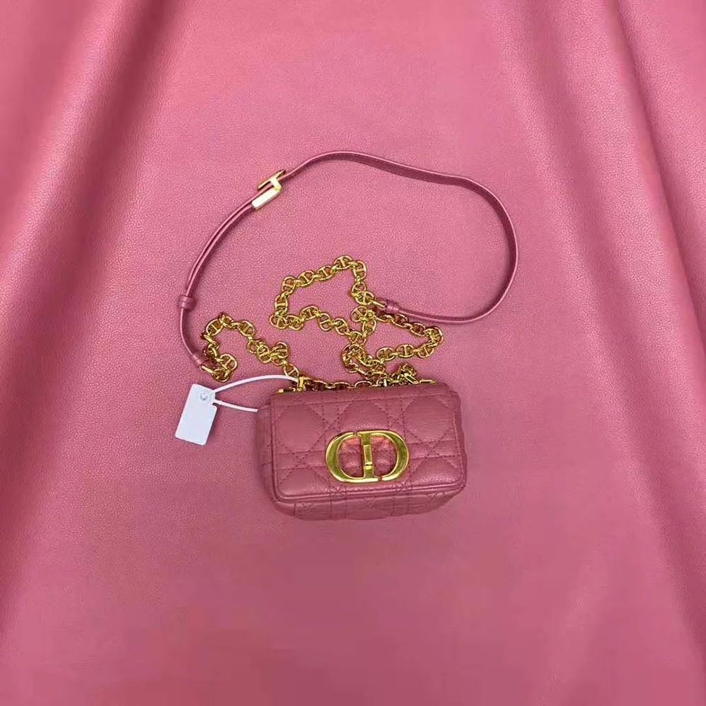Dior Micro Dior Caro Bag Yarrow Pink Supple Cannage Calfskin for Women