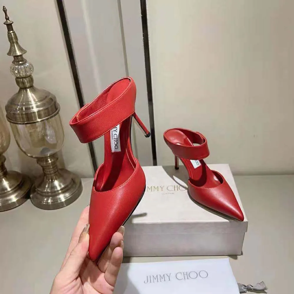 Jimmy Choo Nell Mule 85 Cranberry Calf Leather Mules for Women Jimmy Choo Nell Mule 85 Cranberry Calf Leather Mules for Women