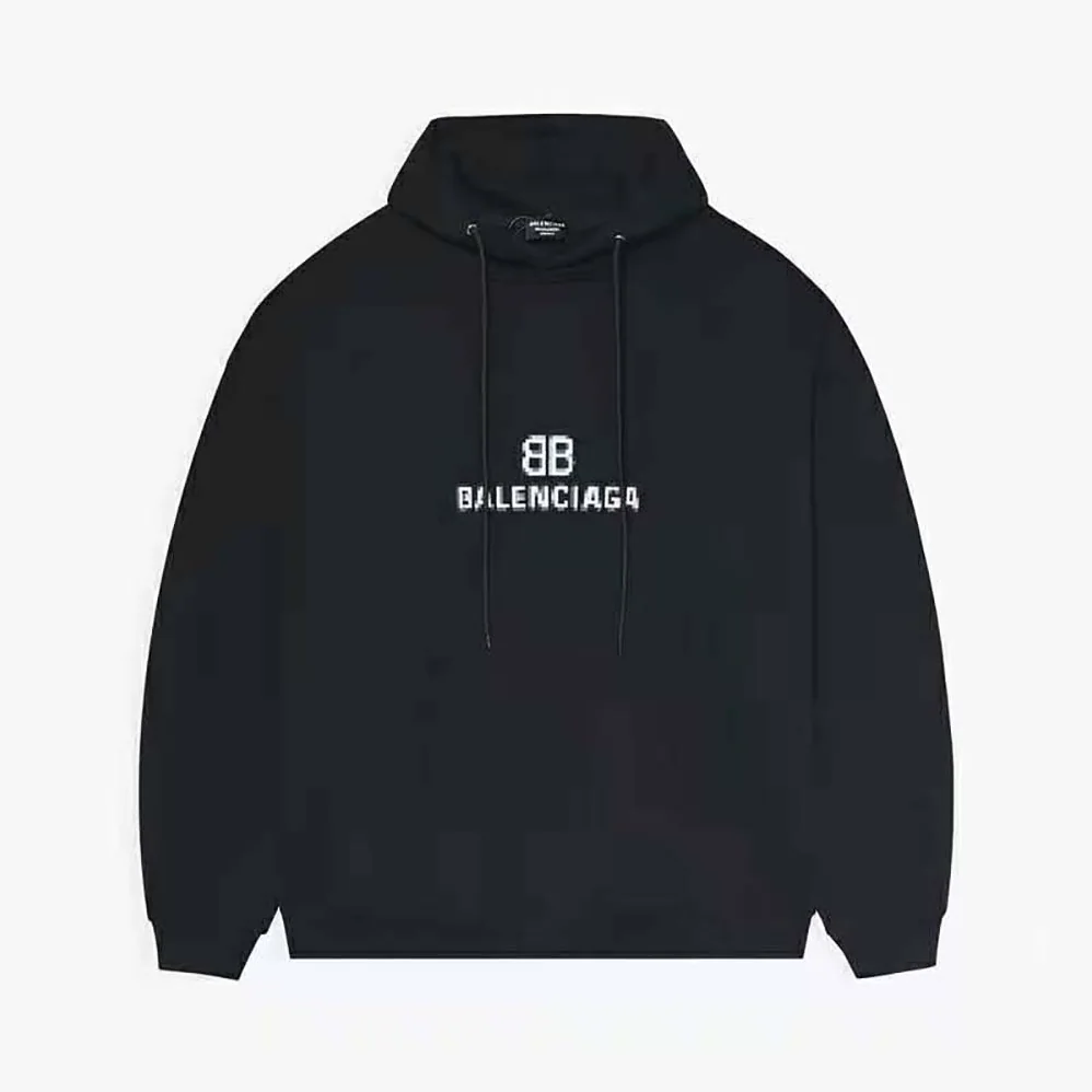 Balenciaga BB Pixel Medium Fit Hoodie in Black for Men Balenciaga BB Pixel Medium Fit Hoodie in Black for Men