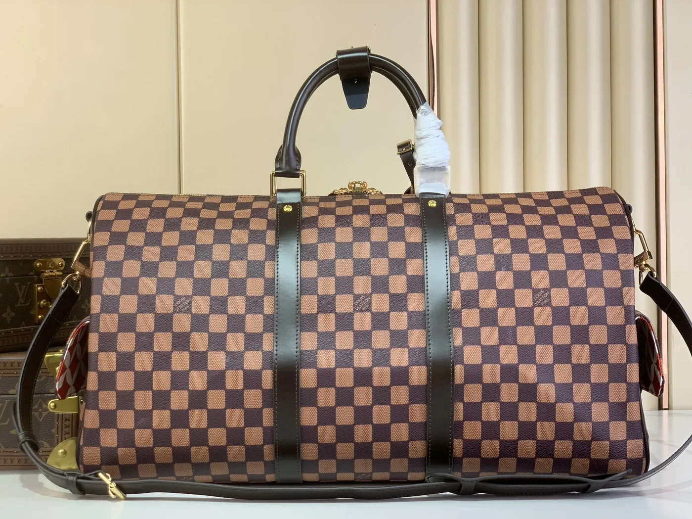 Louis Vuitton Keepall Bandouliere 50 Travel Bag / Brown Damier Phriendship Gold Hardware