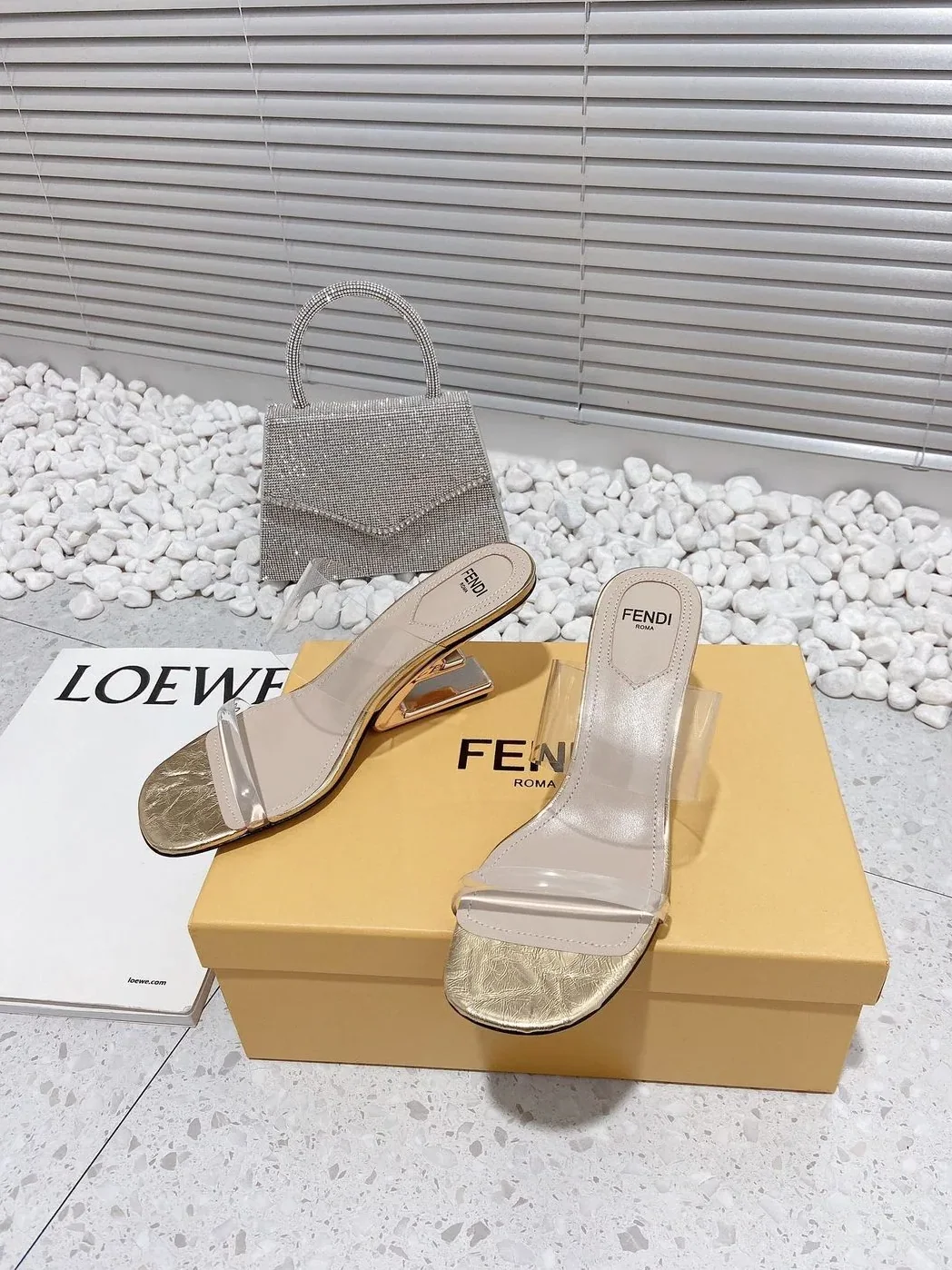 Fendi First Gold Transparent Medium in Heeled Sandals Fendi First Gold Transparent Medium in Heeled Sandals