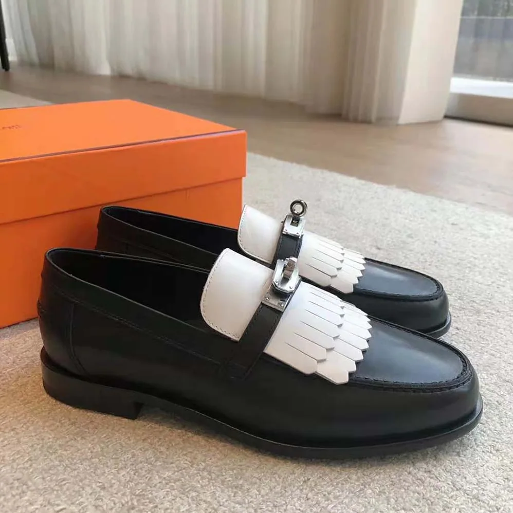 Hermes Royal Loafer in Goatskin and Calfskin-White H241072Z for Women Hermes Royal Loafer in Goatskin and Calfskin-White H241072Z for Women