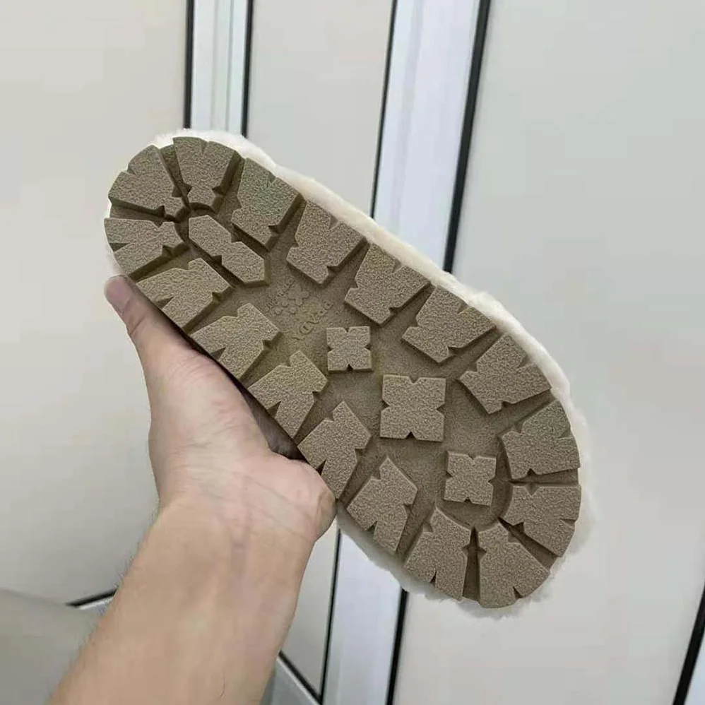 Prada Shearling Sandals in 20mm Heel for Women in Sandy
