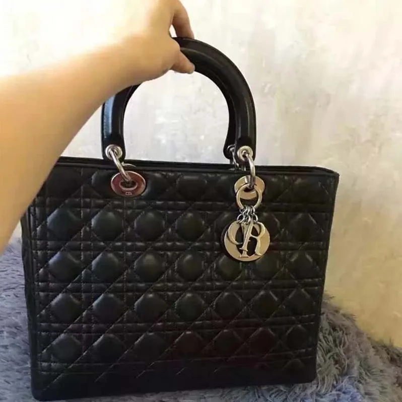 Dior Large Lady Dior Bag in Black Lambskin
