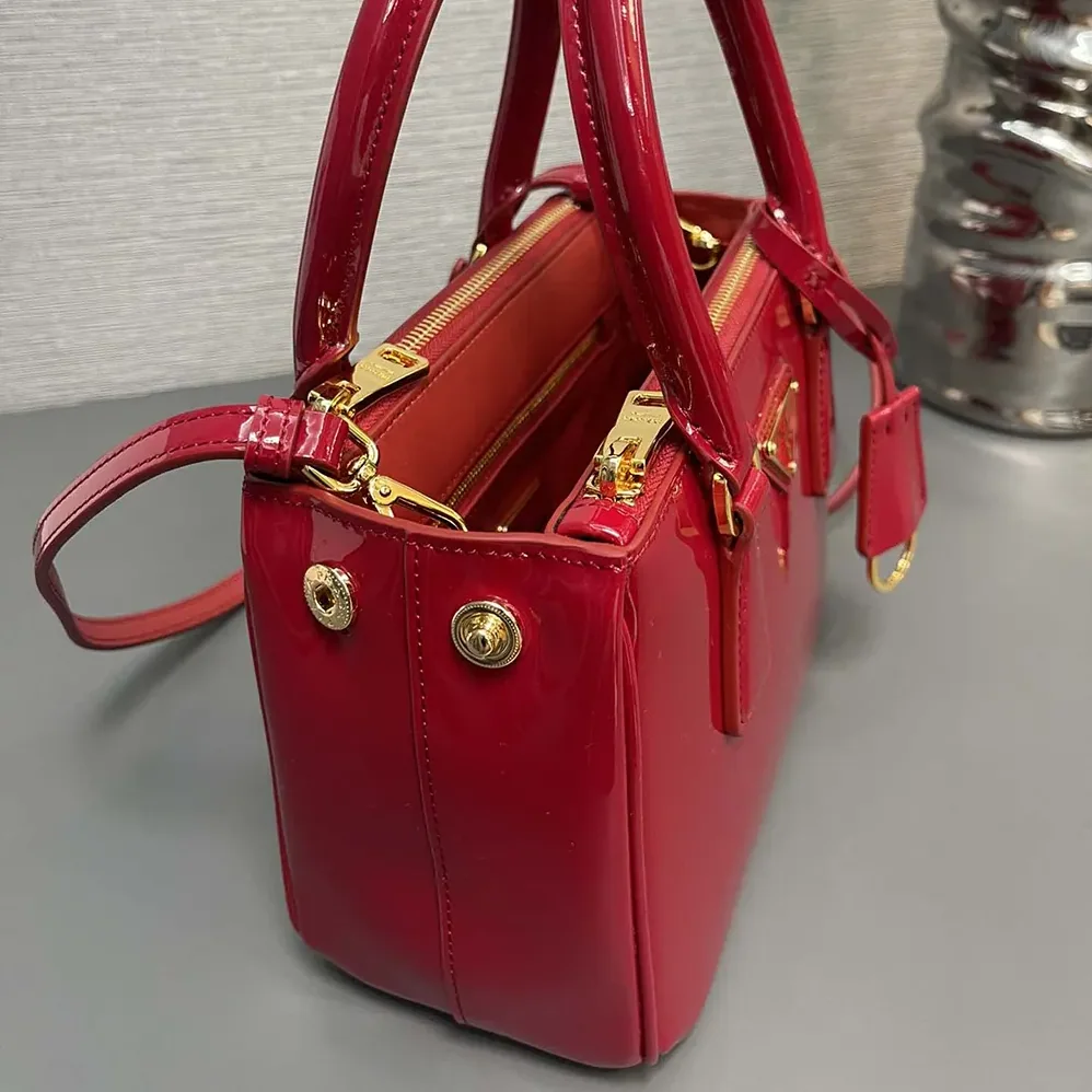 Prada Prada Galleria Patent Leather Mini Bag for Women in Red Prada Prada Galleria Patent Leather Mini Bag for Women in Red
