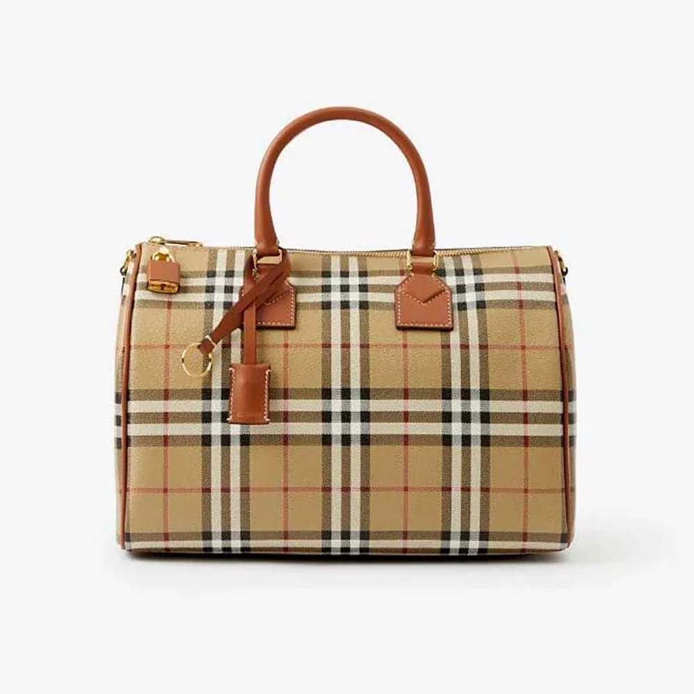 Burberry Check Medium Bowling Bag for Women in Brown
