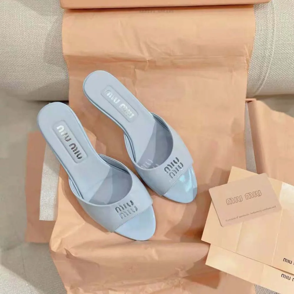 Miu Miu Patent Leather Sandals in 45 mm Heel Height for Women in Blue Miu Miu Patent Leather Sandals in 45 mm Heel Height for Women in Blue
