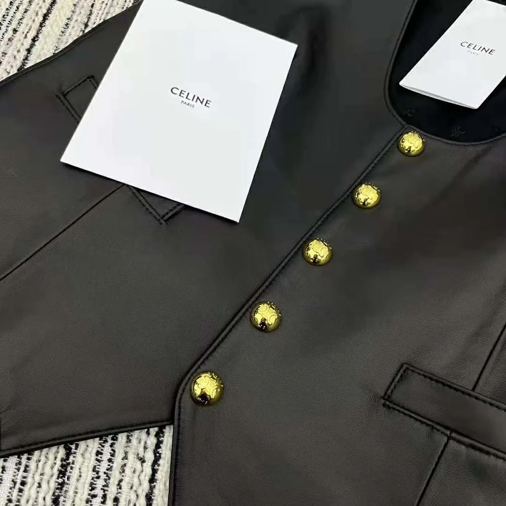 Celine Waistcoat in Soft Lambksin for Men in Black