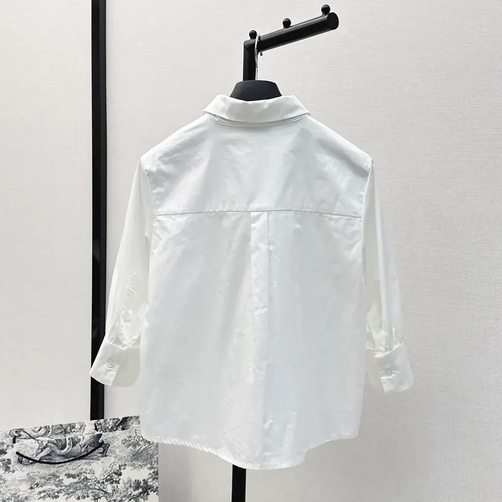 Dior Blouse with Puff Sleeves White Cotton Poplin for Women