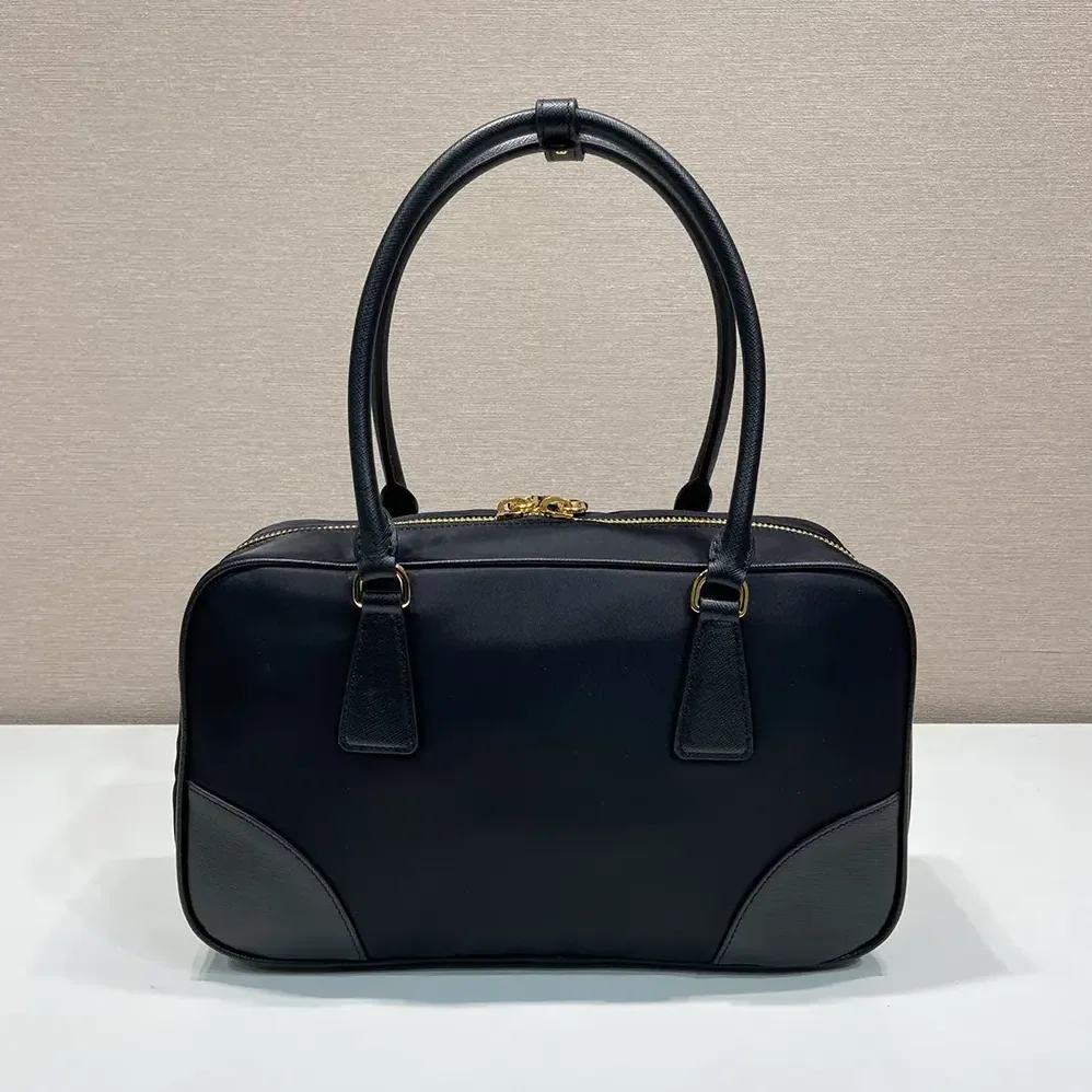 Prada Re-Edition 1978 Medium Re-Nylon and Saffiano Leather Two-handle Bag for Women in Black