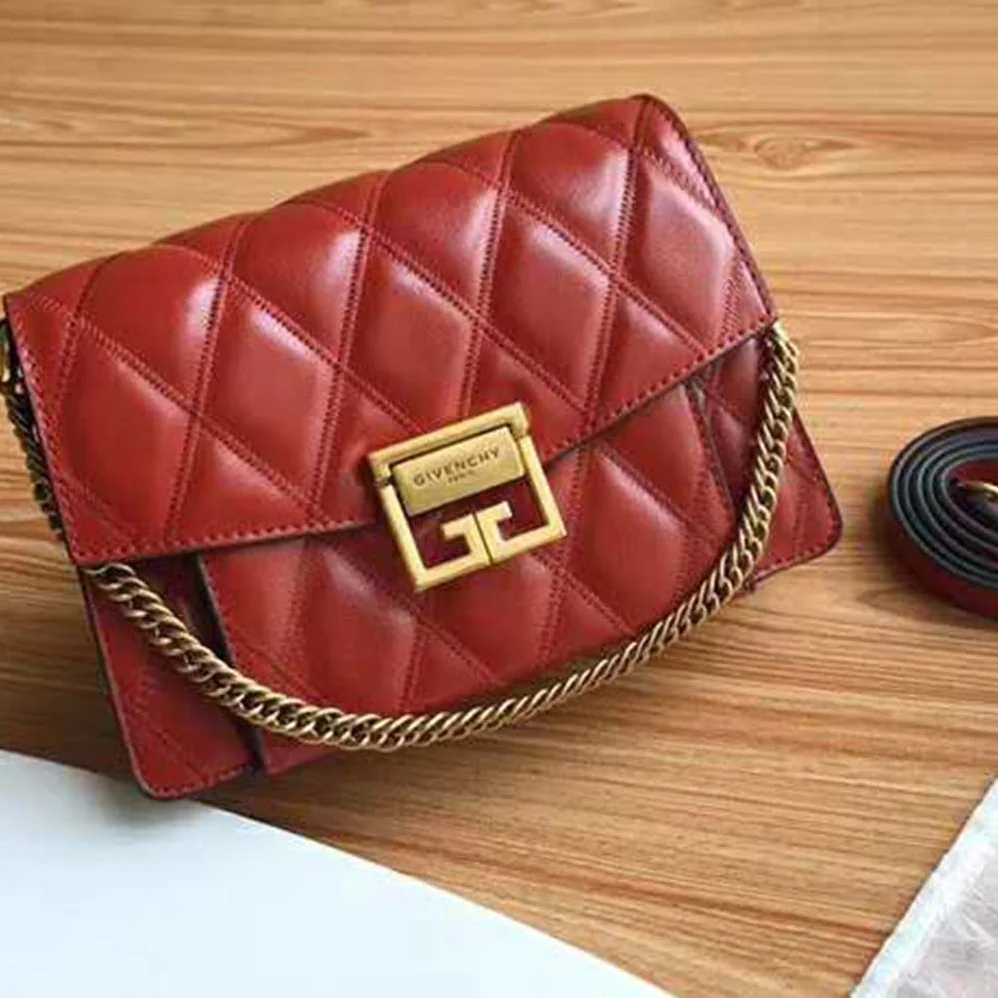Givenchy Small GV3 Bag in Diamond Quilted Leather for Women in Orange Givenchy Small GV3 Bag in Diamond Quilted Leather for Women in Orange