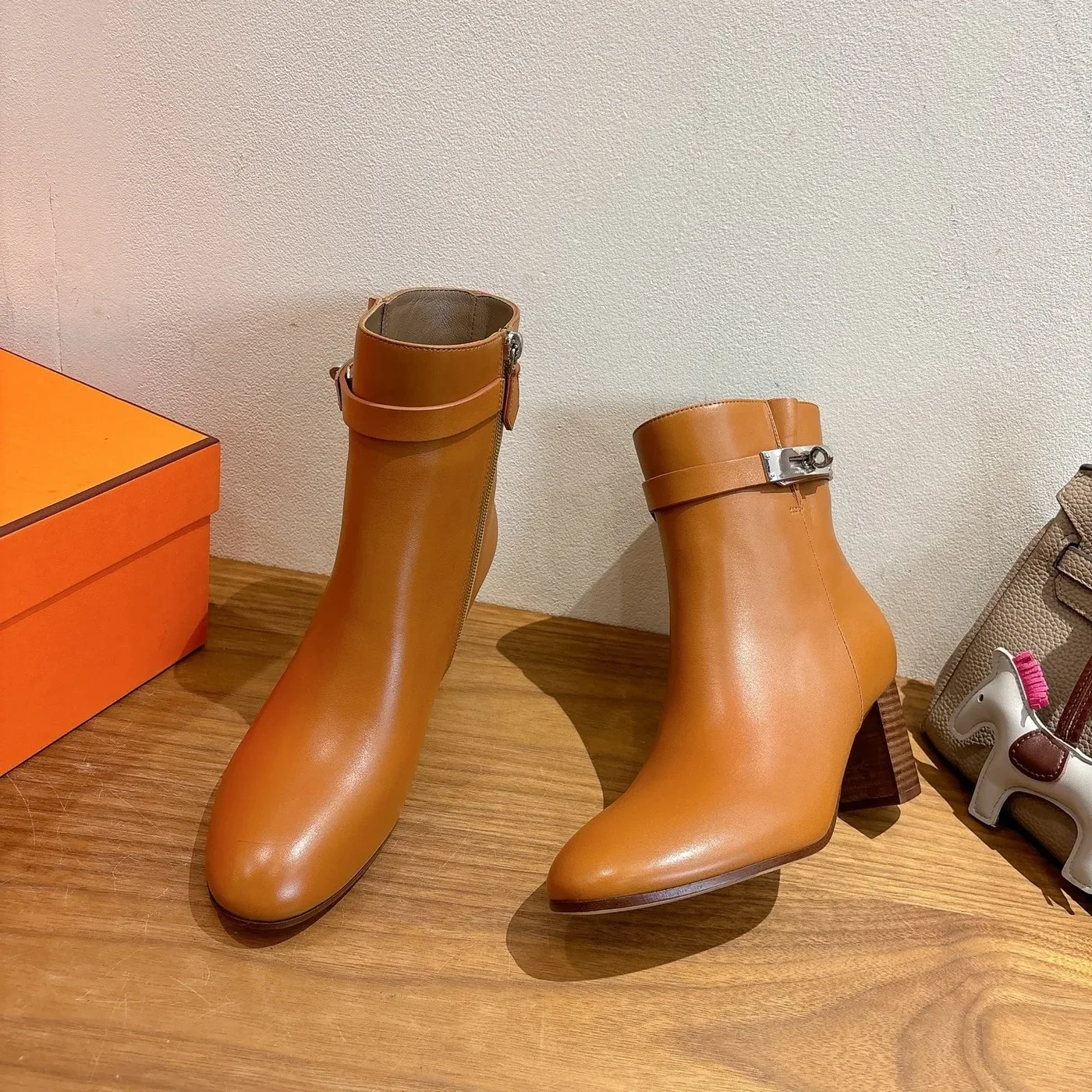Hermes Saint Germain Ankle Boots Naturel