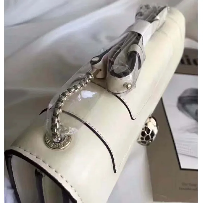 Bvlgari Serpenti Forever Medium Flap Cover Chain Bag Calfskin in White Bvlgari Serpenti Forever Medium Flap Cover Chain Bag Calfskin in White