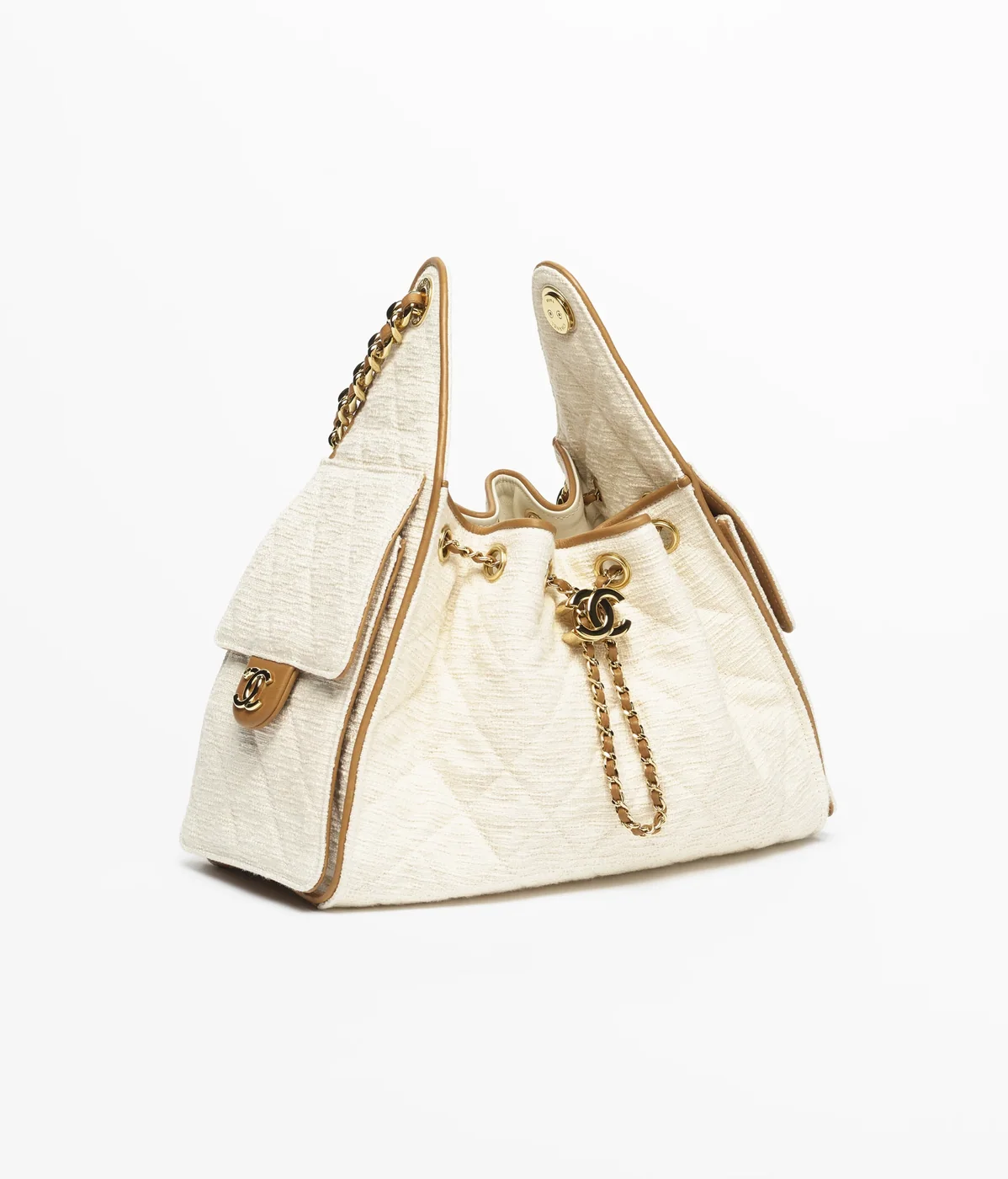 Chanel 25 Small Shoulder Bag / Ecru And Camel Gold Hardware Chanel 25 Small Shoulder Bag / Ecru And Camel Gold Hardware
