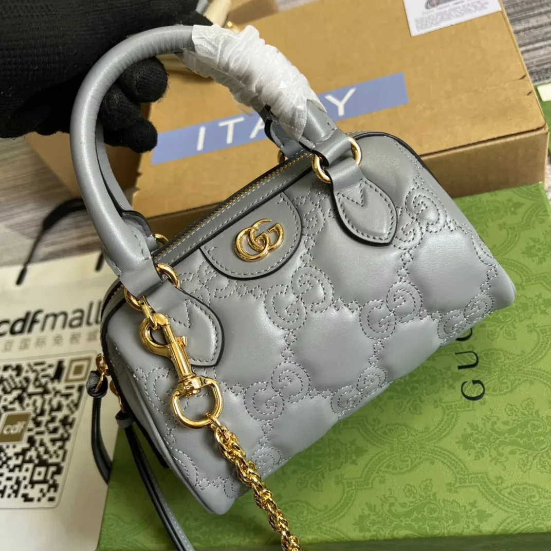 Gucci Matelasse Top Handle Bag Grey
