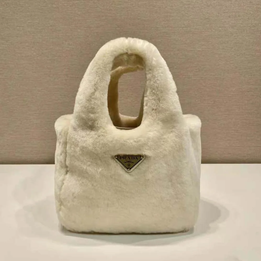 Prada Shearling Mini Handbag for Women in Beige Prada Shearling Mini Handbag for Women in Beige